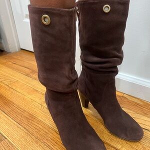 Connie Chocolate Suede Heeled Boots